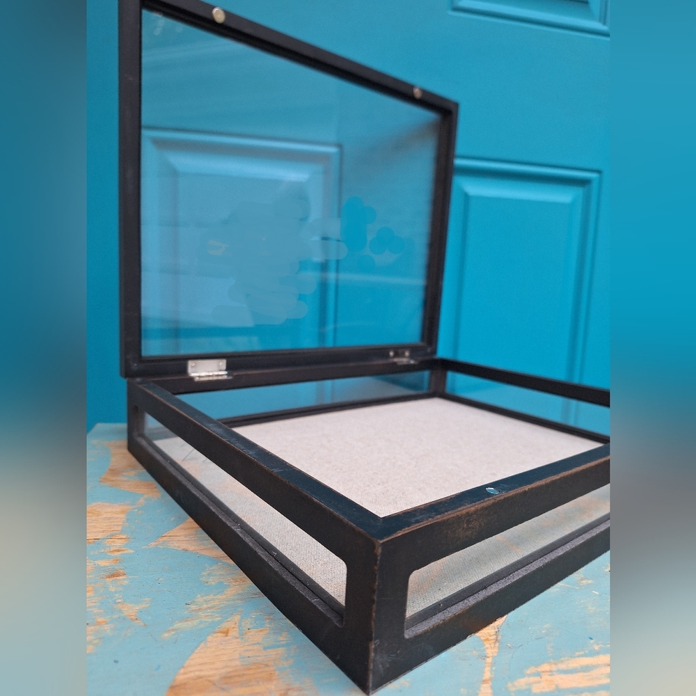 Glass Shadow Box Display Curio Container for Table Top